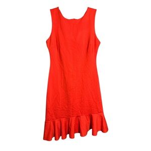 Susana Monaco Crew neck bottom ruffle dress in flame red NWT Size 4